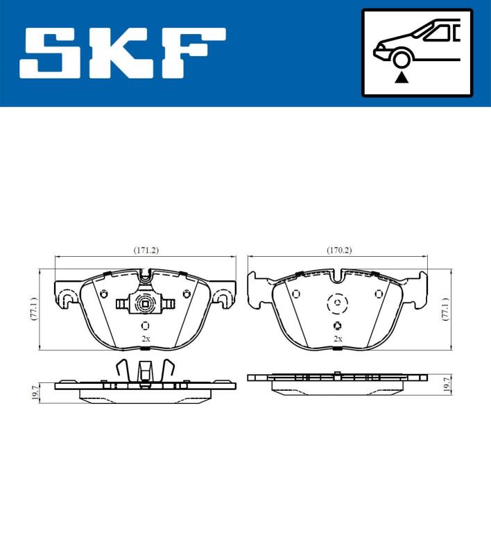 Jeu de 4 plaquettes de frein SKF ref. VKBP 80249